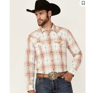 Cody James Men’s Samba Plaid Print Long Sleeve Snap Western Shirt Size Large